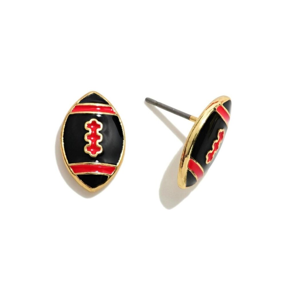 Black and Red Game Day Stud Earrings